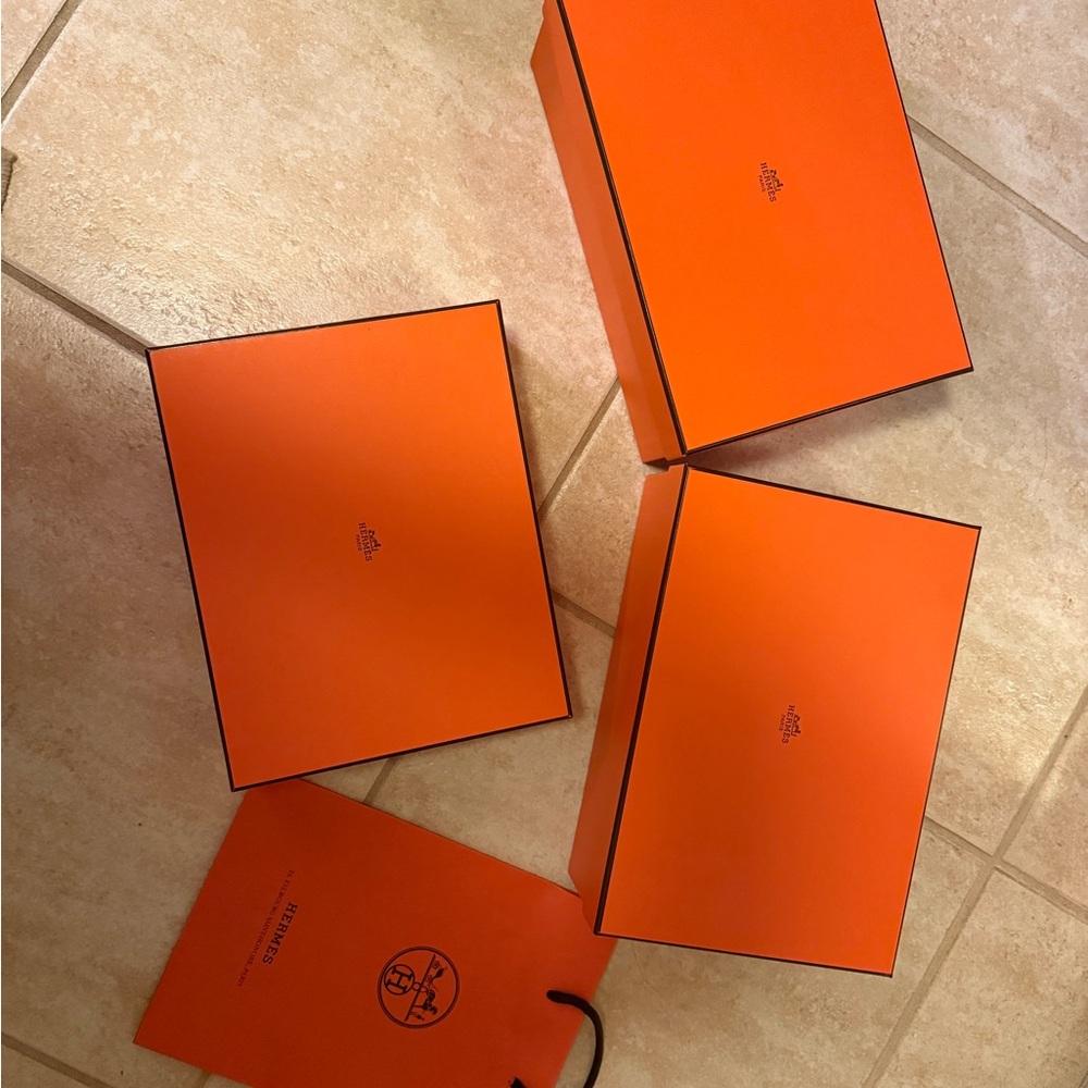 Set 3 boxed and small Shopping bag Hermès Orange Gift Boxes
